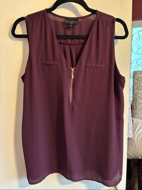 Metaphor Plum Sleeveless Zip-Front Tank